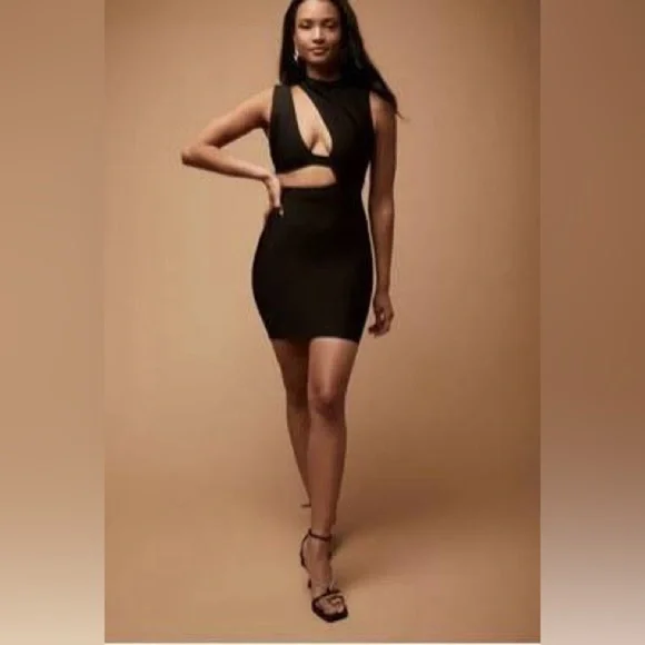 Herve Leger X Forever 21 Collab Black Dress with Cutout Design Bandage Bodycon - Picture 3 of 3